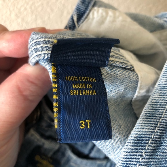 Vintage Oshkosh B'gosh vestbak overall pinafore dress 3T denim custom bleach dye - Picture 5 of 6